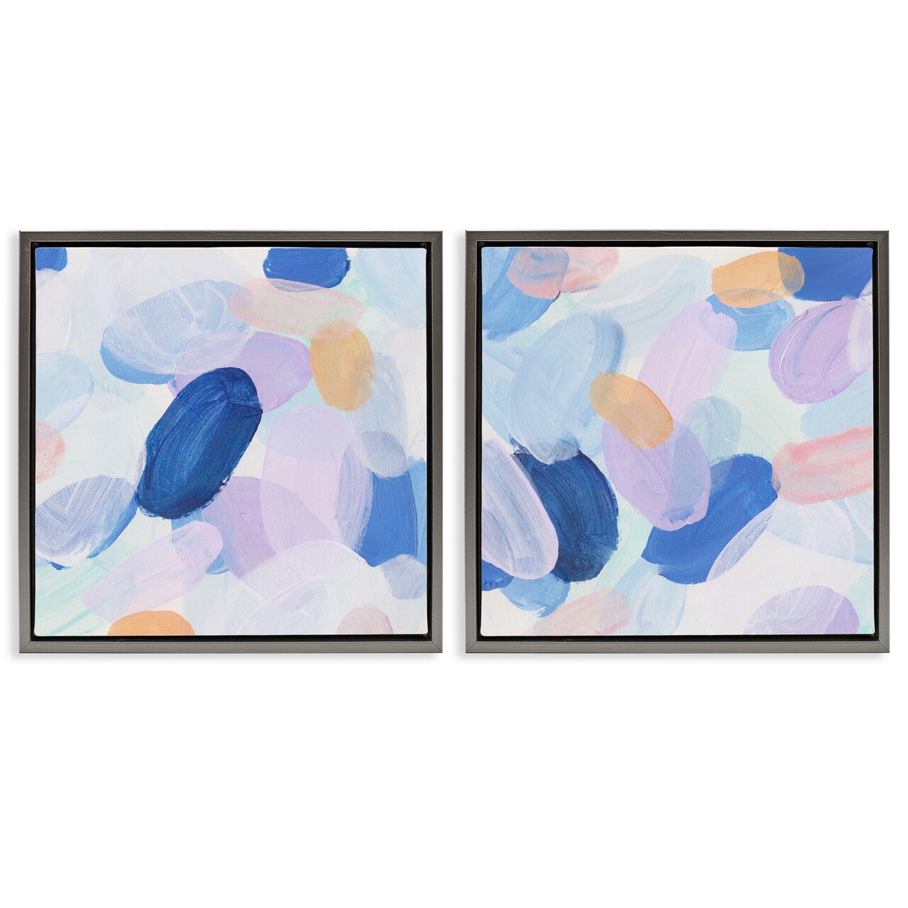 Stupell Industries Oval Lavender Blue Abstract 2 pc Framed Floater Canvas Wall Art Set Design by Melissa Wang